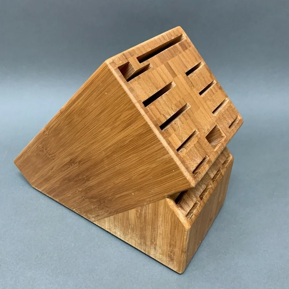 Wooden Knife Block Stand Cutlery Storage Organizer 19 Slots‎ Brown 9